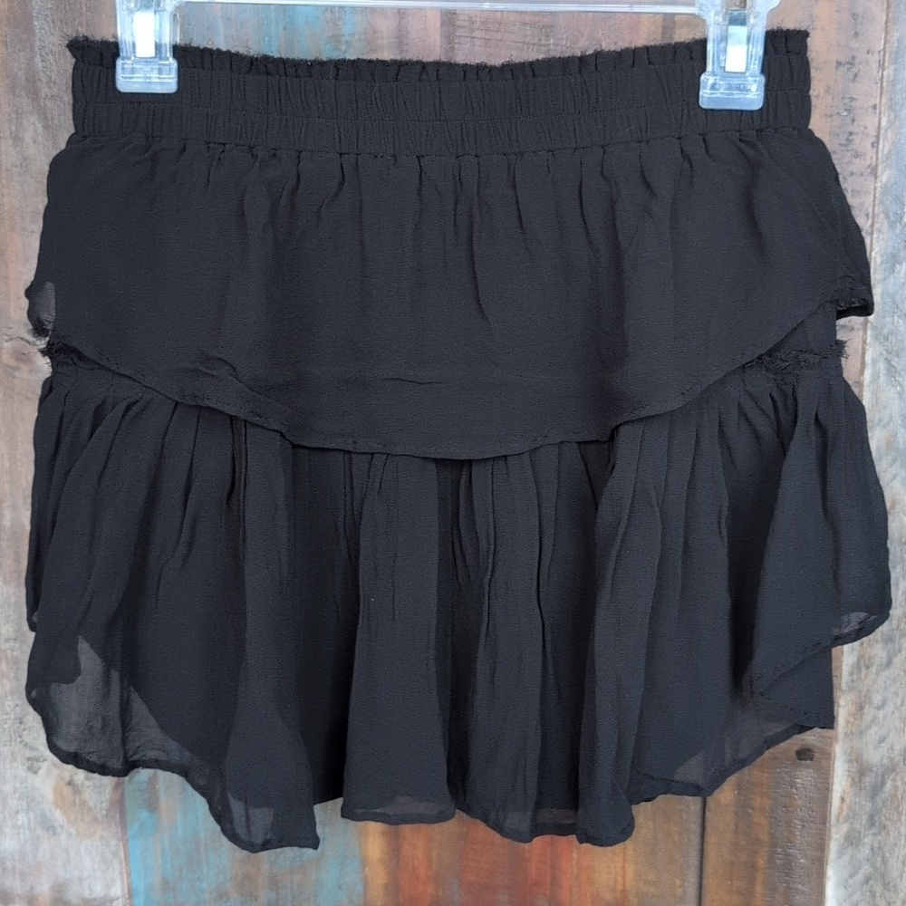 LoveShackFancy Black Tiered Ruffle Mini Skirt Whimsigoth - Women's Small - Picture 2 of 6